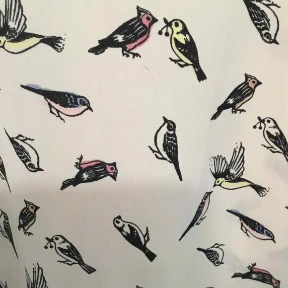 Blouse with Birds and Buttons on Back, Size Small - Picture 4 of 6
